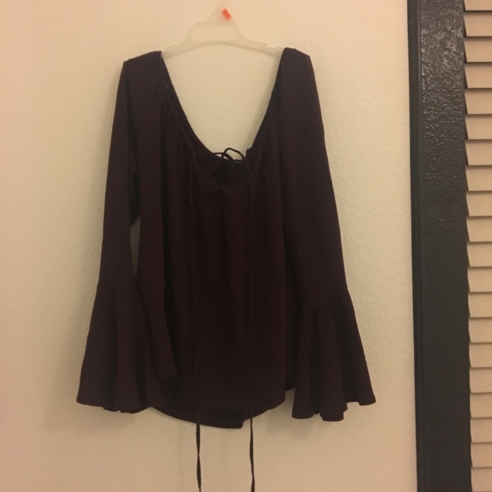 Maroon Kendall & Kylie Pacsun Off the Shoulder Top